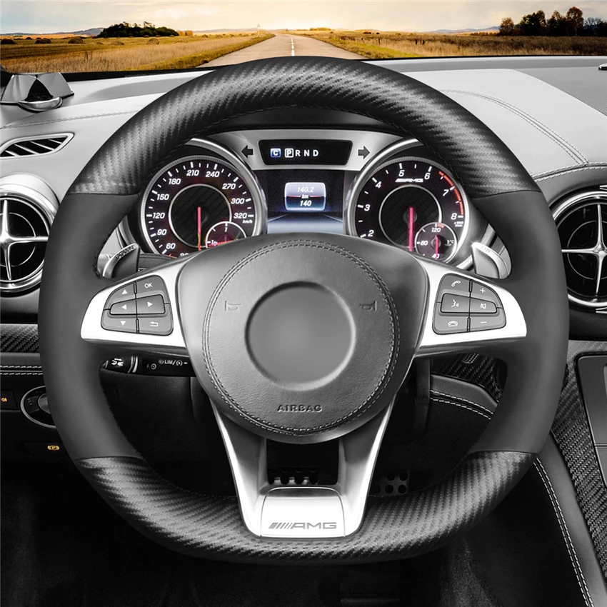 

Нескользящий Износостойкий чехол на руль «сделай сам» для Mercedes-Benz A45 AMG CLS SLC GLA GLE GLS украшение интерьера автомобиля