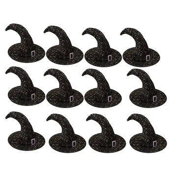 

12 Pieces Halloween Witch Hats Witch Hat for Halloween Costume Accessory for Halloween Christmas Party,Golden