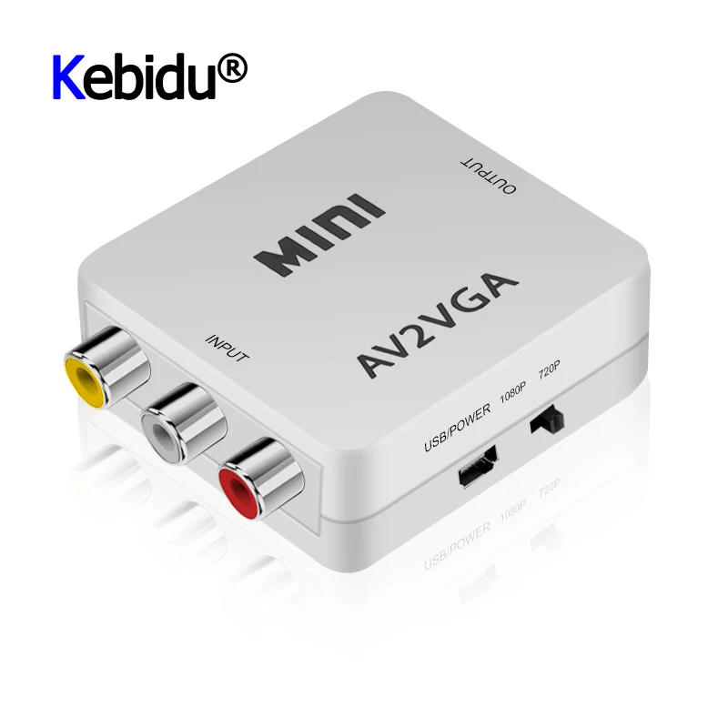Преобразователь видео HD Mini AV RCA CVBS в VGA преобразователь AV2VGA видеопреобразователь