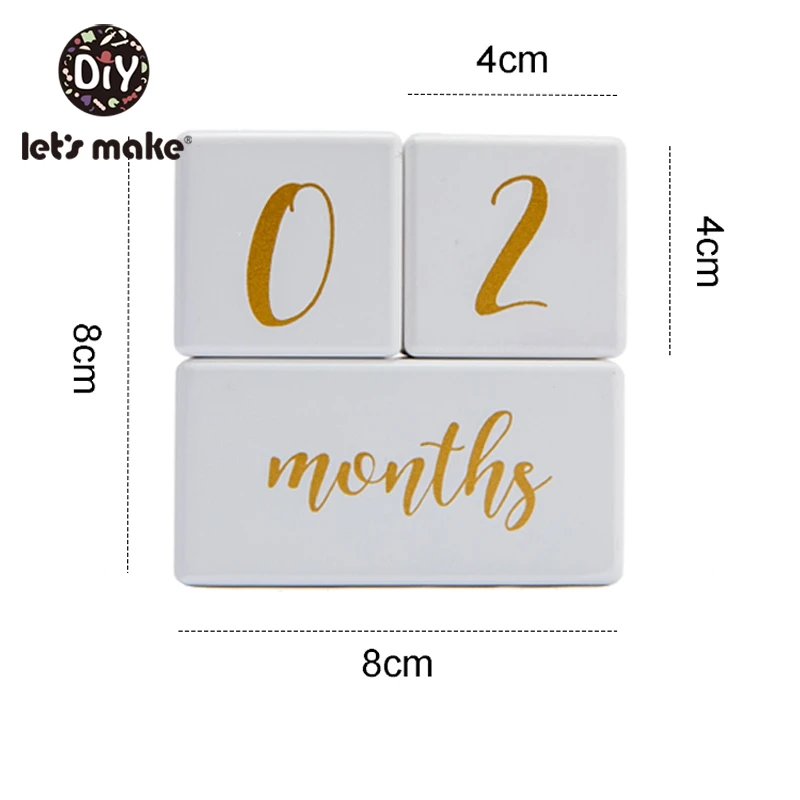 Let's Make 3PCS/Set Log Block Baby Milestone Square Letter Engraved Wood Infants Bathing Gift Newborn Photography Calendar 7
