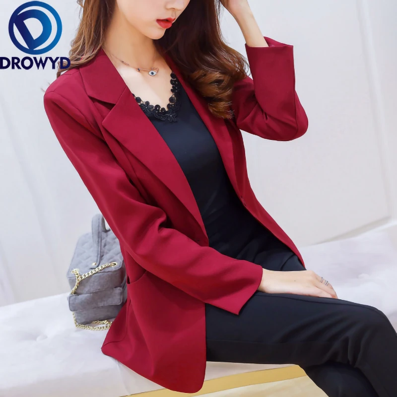 

Women Black Blazer 2020 Formal Blazers Lady Office Work Suit Pockets Casual Jackets Coat Slim Blazer Femme Jackets 2 Color S-2XL