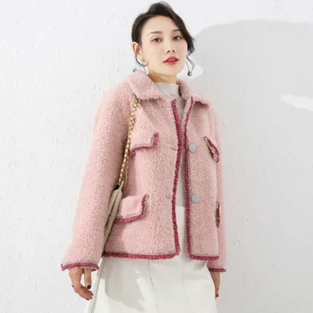 

Real Fur Coat Female Winter Jacket Women Clothes 2020 Korean Fashion Elegant Short Wool Jacket Blue Vintage Overcoat Hiver 19072