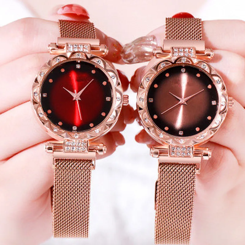 

Luxury Women Magnetic Watches 2019 relogio feminino gradient Rhinestone Ladies Stainless Steel Quartz Wrist Watch For Gift Clock