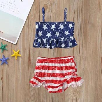 

Explosive Newborn Children Swimwear Girls Kids Bikini Sling Set Independence Day Baby Bathing Suit Outfit maillot de bain enfant