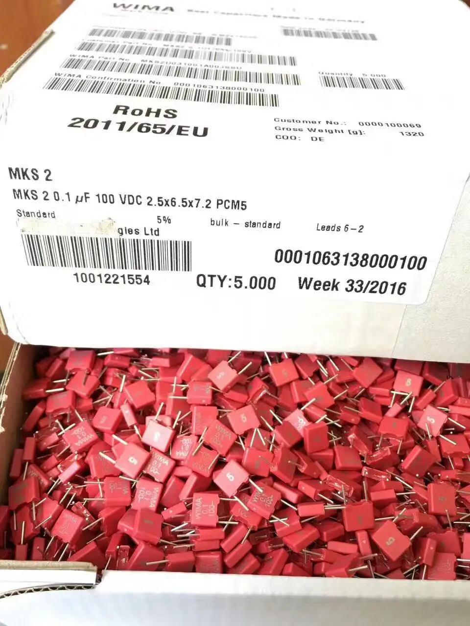 20 шт. новый красный WIMA MKS2 104 100VDC мкФ 63VDC 0 1 V 100nf 100/104 63V 100 P5 MKS 100N63V|Операционные
