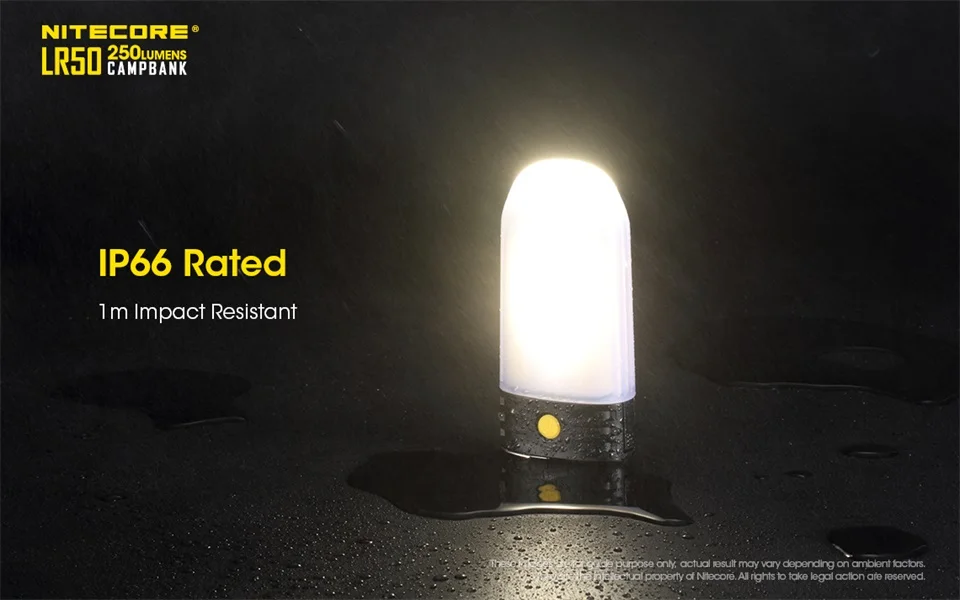 NITECORE LR50 заряжаемый светильник для кемпинга и power Bank 9x высокий CRI светодиоды 250 люмен с 2x18650 батареей