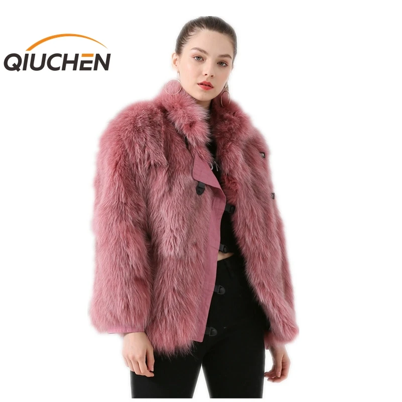 Куртка женская из натурального Лисьего меха QIUCHEN PJ19069 зимняя 2021 | Женская одежда