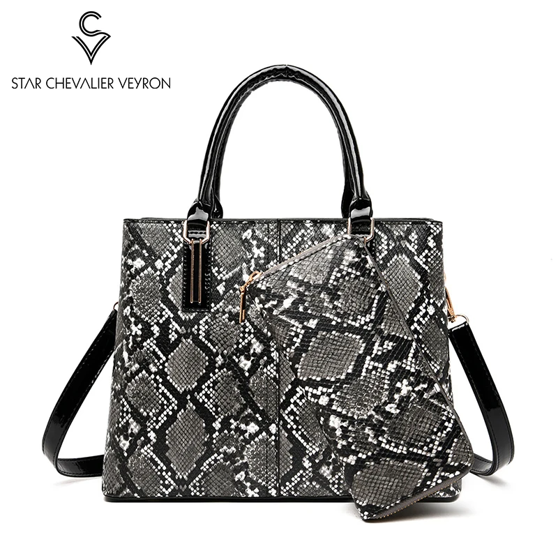 

SCV 2pcs Fashion Women Snakeskin Handbag 2020 New Casual Tote Bags Large Capacity Female Shoulder Messenger Bag Ladies Hangbags