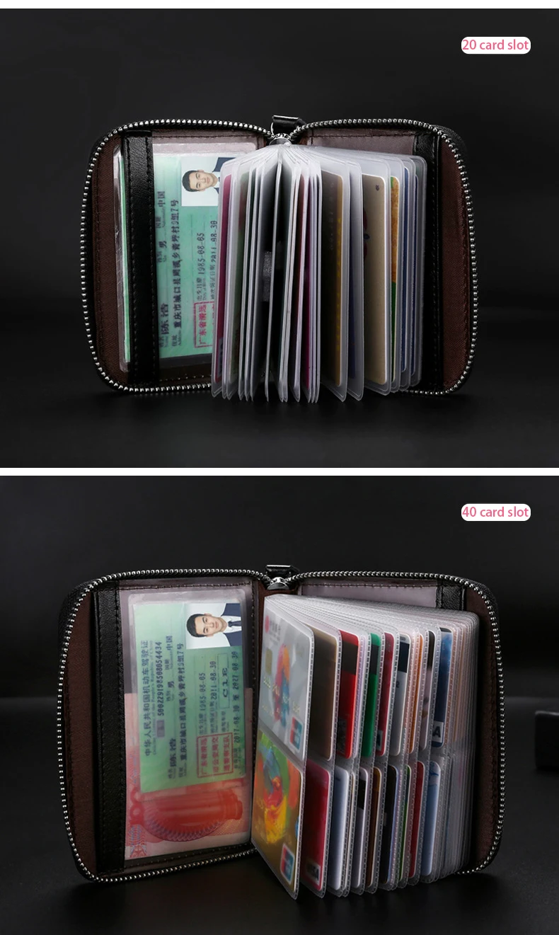 Брендовый RFID кожаный мужской держатель для карт на молнии от westкрик, Женский минималистичный кредитный держатель для карт, ретро кошельки для путешествий, 40 слотов для карт