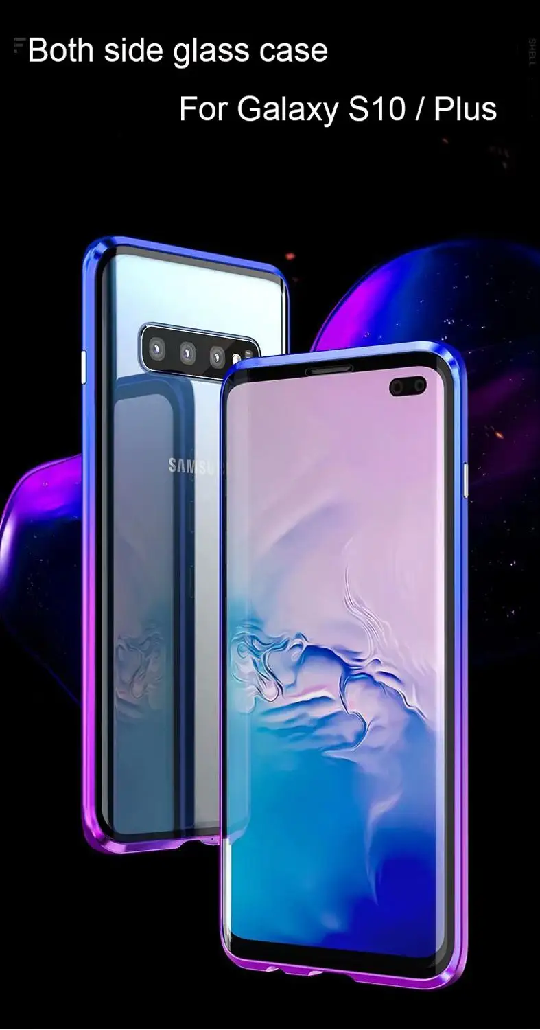 Новый дизайн чехол для samsung S10 Plus два цвета градиентный двухсторонний нано