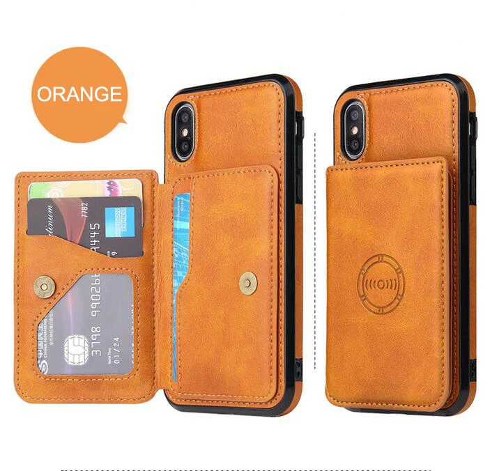 Orange Роскошный Магнитный кожаный чехол для iPhone 11 Pro XS Max XR X 7 8 6 6s Plus, Роскошный кошелек, флип-держатель для карт, чехол-подставка - Цвет: Orange