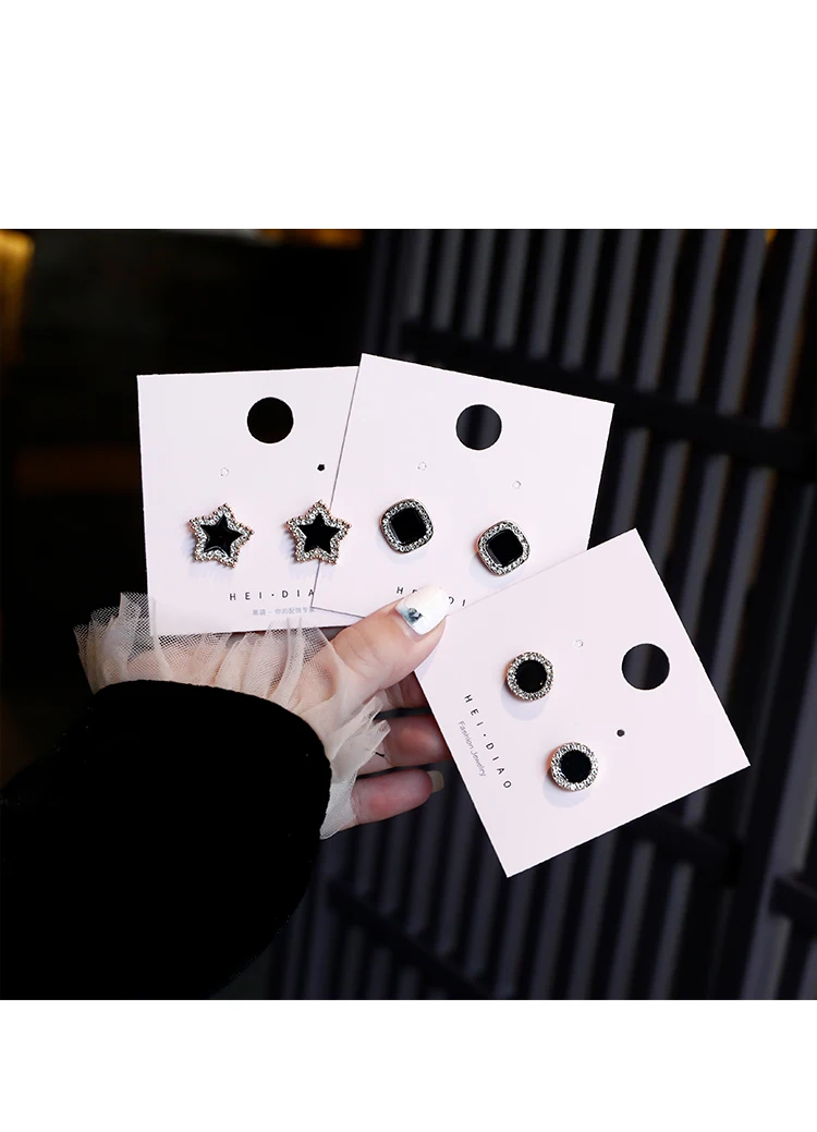 

S925 silver needle Korean temperament personality wild set square circle niche net red earrings серьги женские kolczyki küpe