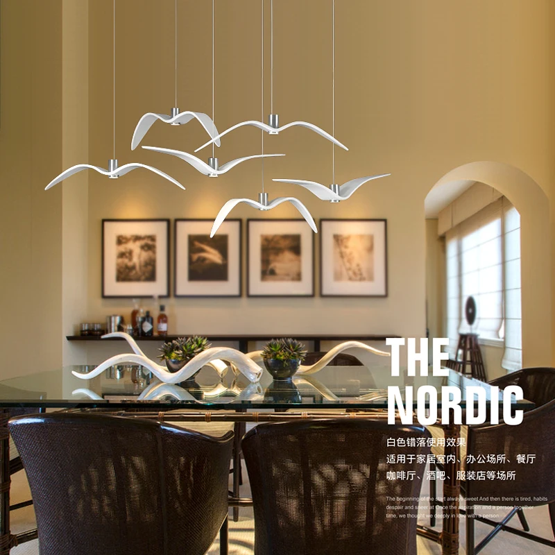 Nordic Pendant Lamp Seagull Design Led For Bar/Kitchen Birds Chandelier Ceiling Luminaire Light Fixture | Лампы и освещение