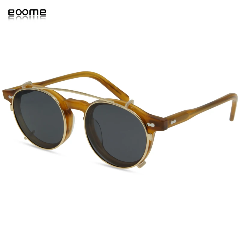 

Eoome Men clip Lens Round Shape Acetate High Quality Eye Wearing Poarized Lens fast delivery High Quality Korea Style Make Lens