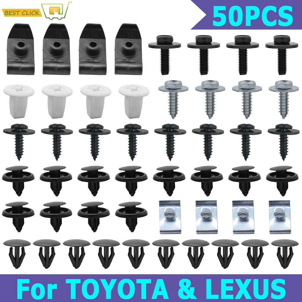 50pcs Car Engine Under Body Cover Clips For Toyota Lexus Bumper Fender Trim Mudguard Splash Shield Screws Rivet Auto Fitting Kit |