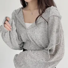 2021 Grunge Casual Zipper Basic Short Pollovers Autumn Winter Long Sleeve Hoody Sweatshirts Hooded Streetwear Women Zip Up Coats