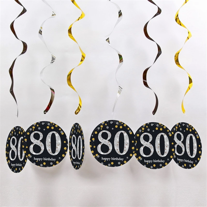6 шт. ПВХ спираль с днем рождения Swirl 18 21 30 40 50 60 70 лет висячие украшения день рождения Декор день рождения DIY Декор