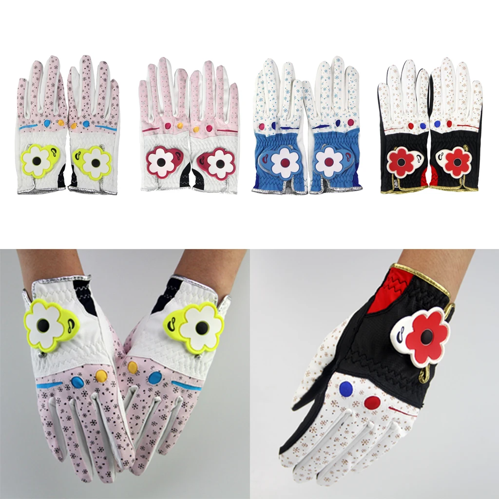 1 Pair Women Ladies Golf Gloves Non-slip for Left &amp Right Hands with Fashion Flowers Design | Спорт и развлечения