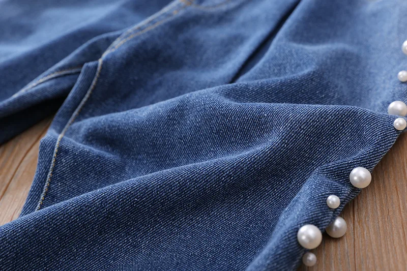 Детская одежда для девочек, осень г., стиль, корейский стиль, модные потертые джинсы повседневные Прямые брюки