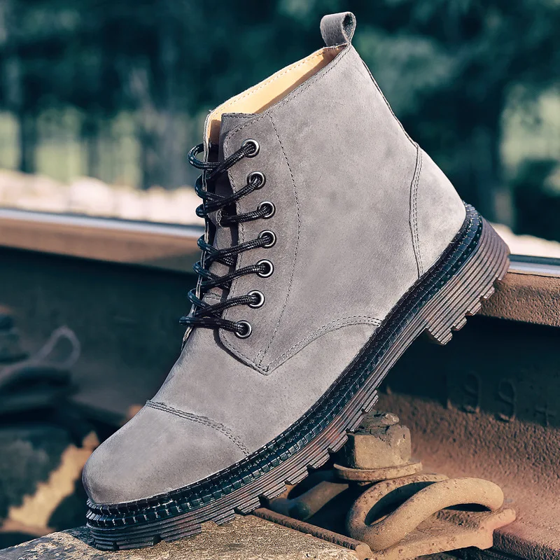 

2019 Autumn New Style Hight-top Martin Boots Pigskin Rubber Sole Leather Boot Wearable Anti-slip Work Shoes