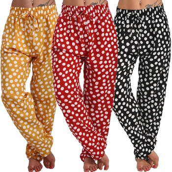 

Ladies Loose Pants Trousers Polka Dot Printed Women Leggings Long Pants Wide Leg Female Trousers Pants Trousers D30