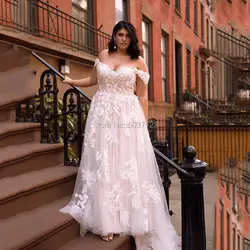 Свадебные платья больших размеров кружева аппликации с открытой спиной а линия халат де Марье с плеча свадебное платье без рукавов Vestido De