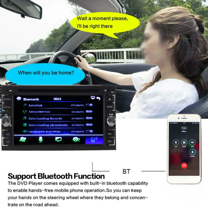 

Car Auto Stereo Radio DVD Player 6.2" Touch Screen With Rear Camera Accessories