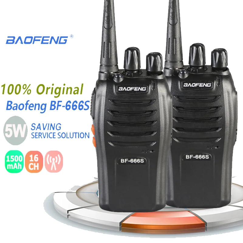 2PCS Baofeng BF-666S Handheld Walkie Talkie 5W 16CH UHF 400-470MHz Portable Two-way Walky Talky Professional Transceiver Amador