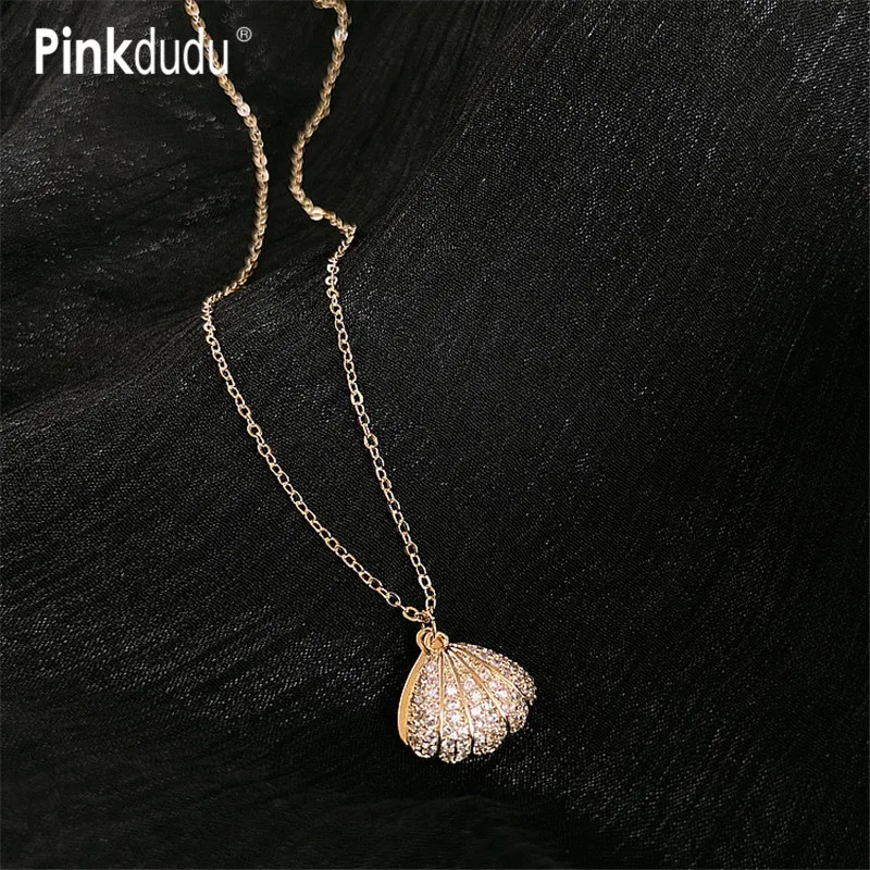 Pinkdudu золотая цепочка для ключицы на шею с белым жемчугом и кристаллами ожерелье