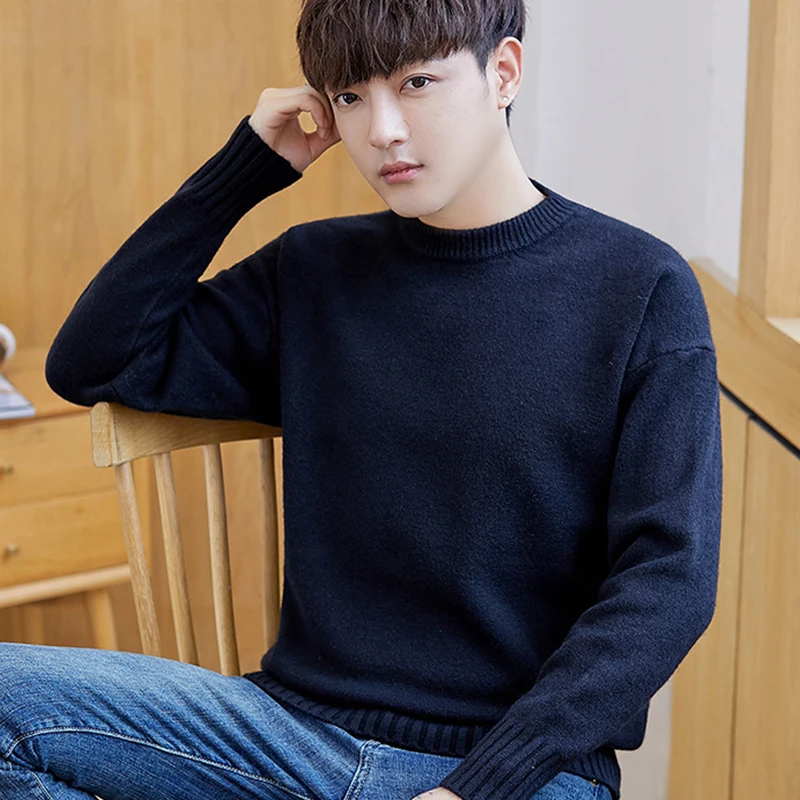 

Hot Autumn winter Sweater Fashion Thick Warm Round Neck Long Sleeve Men's Knitted sweaters