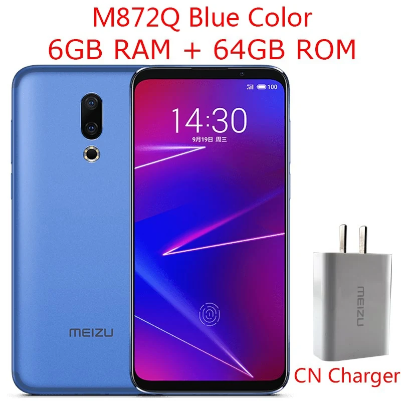 CN Blue 6G 64G Meizu 16, глобальная прошивка, 6 ГБ ОЗУ, 64 Гб ПЗУ, Смартфон Snapdragon 710, четыре ядра, экран 6,0 дюйма, 2160x1080 P, отпечаток пальца ID - Цвет: CN Blue 6G 64G