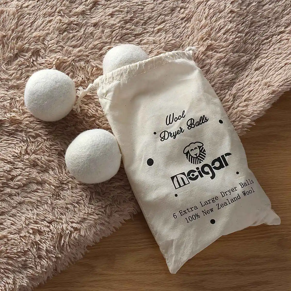 MEIGAR 6 шт./компл. многоразовая шерсть Прачечная Чистые шарики сушилка органический материал мягкий шар Премиум Luandry стиральная 7 см+ сумка