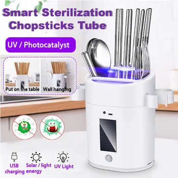

Kitchen Smart Sterilization Cutlery Rack Knife Spoon Chopstick Disinfection Tube Holder UV Sterilization Cutlery Storage Box