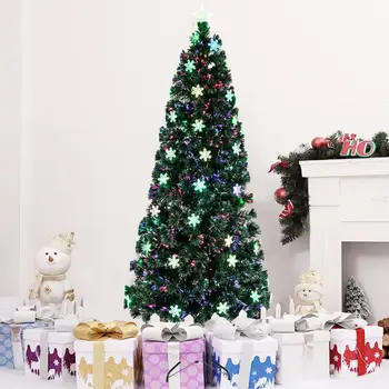 

7FT Small Light Fiber Optic Christmas Tree 290 Branches Sturdy And Realistic Christmas Tree Metal Tree Base With 3 Screws