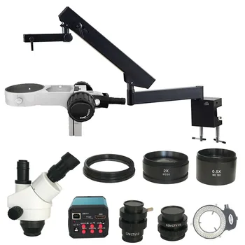 

3.5X-90X Trinocular Articulating Arm Pillar Clamp Zoom Stereo Microscope SMD Soldering 14MP HDMI USB digital camera microscopio