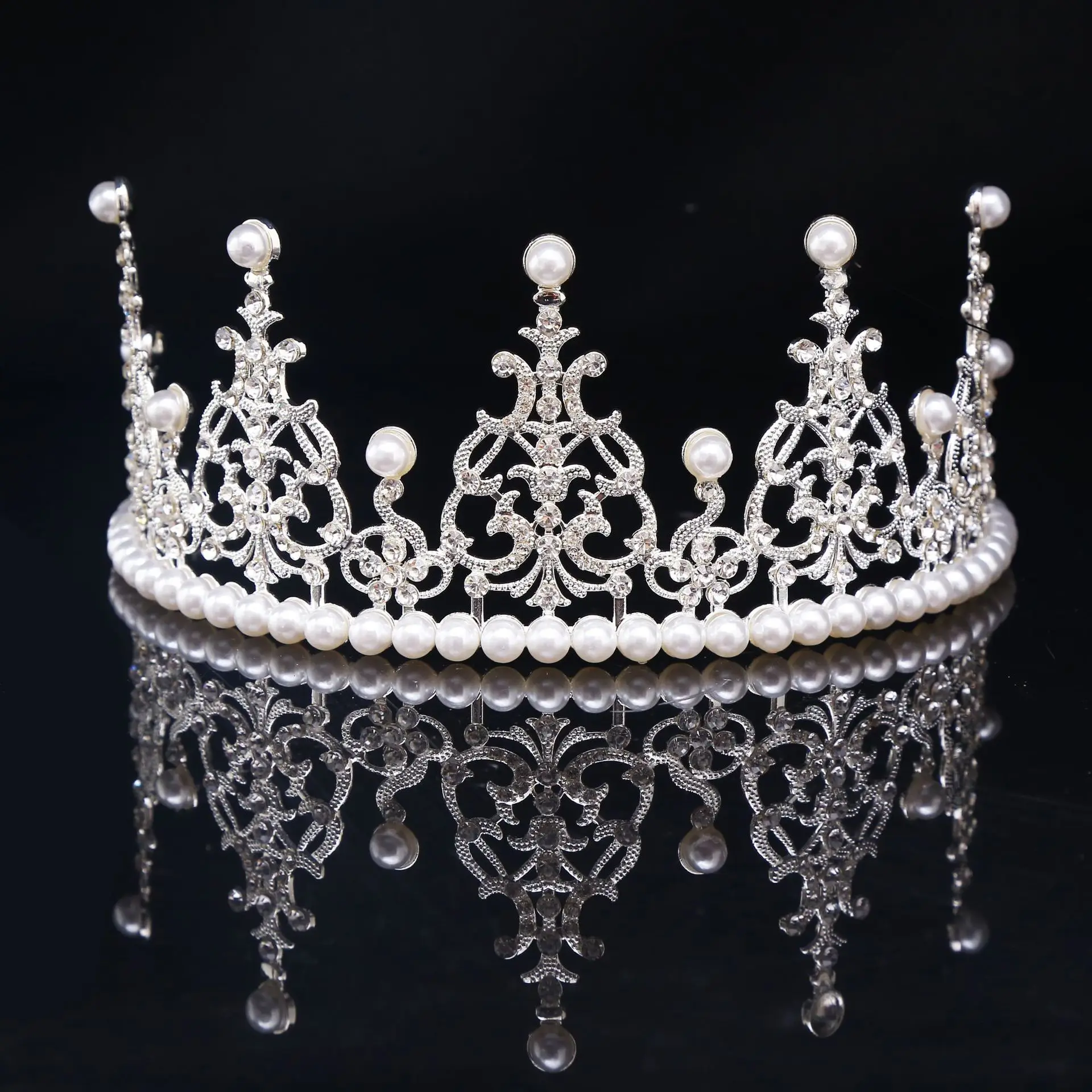 Silver Торт королева короны свадебные аксессуары для волос ручной работы Корона свадебная корона принцесса детская Корона - Окраска металла: Silver