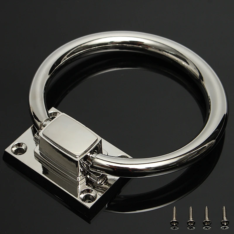 

Shiny Silver Drop Pull Ring Door Knocker Chair Pulls Handle Cabinet Dresser Drawer Knobs Single Hole Handle Dropshipping N27