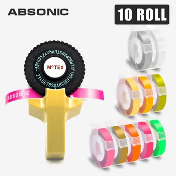 

Absonic Compatible for Motex E101 Label Maker 9mm 3/8" 3D Embossing Label Tape for Dymo 3D Embossing Tapes Manual Label Printer