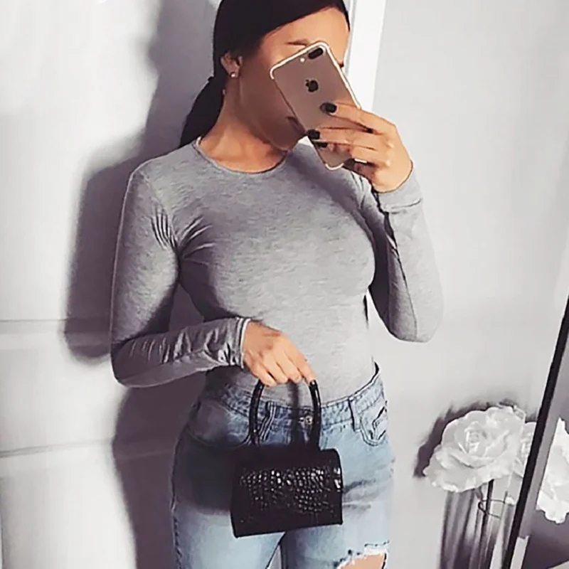 Black Bodysuit With Body For Women 2019 Autumn Long Sleeve Bodycon Playsuit Rompers Jumpsuit Shorts Club Sexy Romper Ladies | Женская