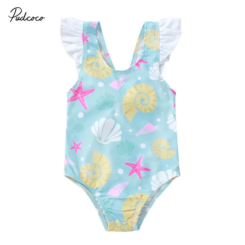 2020 Summer Swimsuit Newborn Infant Baby Girl Shell Print Swimsuit
