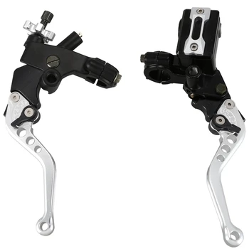 

Universal Motorcycle 7/8 inch CNC Brake Clutch Master Cylinder Lever Set Reservoir(Silver)