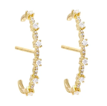 

cz bar stud earring long bar gold silver color simple classic jewelry