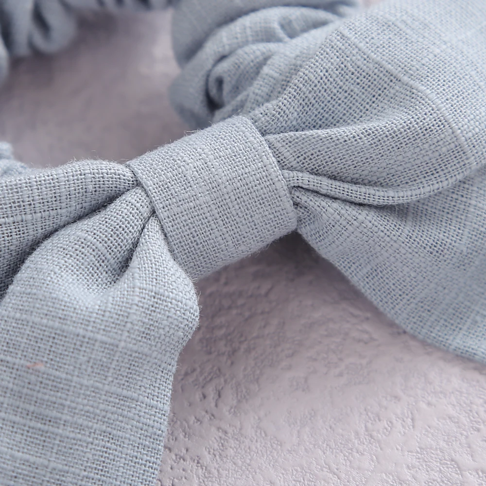 Hair Ribbon Accessories Hair Ties Hair Bands Hair Accessories Solid Color Bow Linen Girls Elastic Hair Bands Long Ribbon Ponytail Scarf Hair Tie Women Scrunchies
