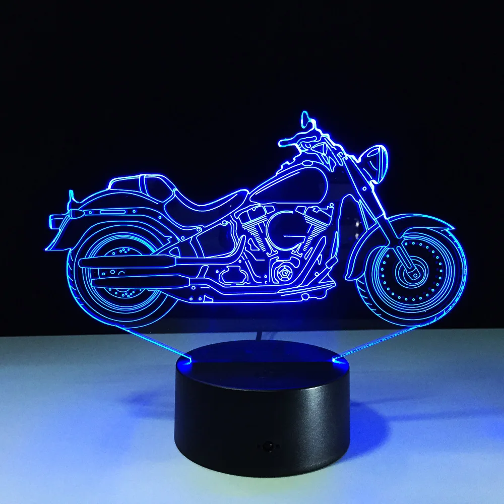 Новая настольная лампа для мотоциклов, дистанционный сенсорный ночник, 7 цветов, изменение мотоциклов, лампа для сна, лампа USB, 3D светодиодный светильник - Испускаемый цвет: 7 Colors Changeable