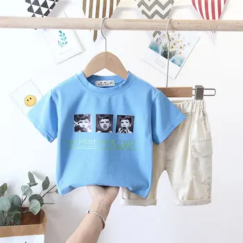

Cotton Children Summer Out Baby Boy Girls Clothes Printed T Shirts Denim Shorts 2Pcs/sets Outfit Kids Tracksuits 1 2 3 4 5 YEARS