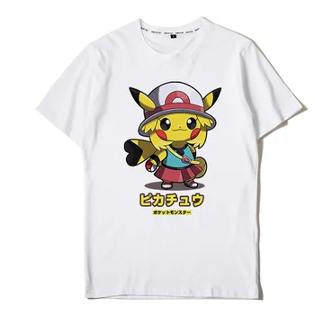 

Plus Size Streetwear Pokemon Cartoon Print Tshirts Women Loose Summer Tops Short Sleeve Harajuku Tee Shirt Pikachu Print Shirts