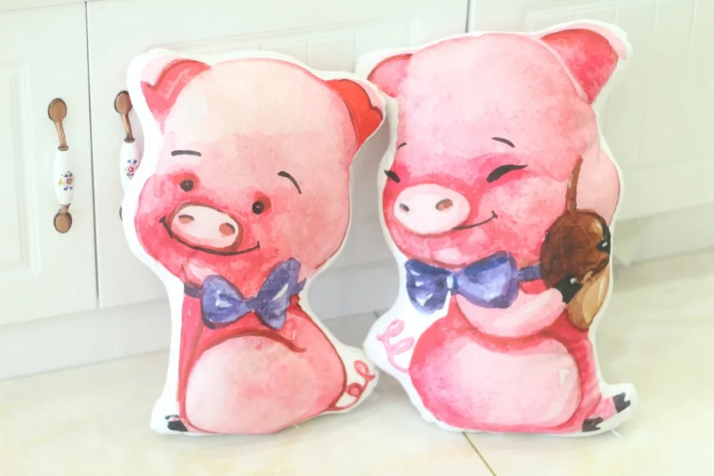 38cm/52cm Lovely Piggy Pillow Cartoon Animal Double Printing Pig Baby Nap Pillow Doll Kid Toy