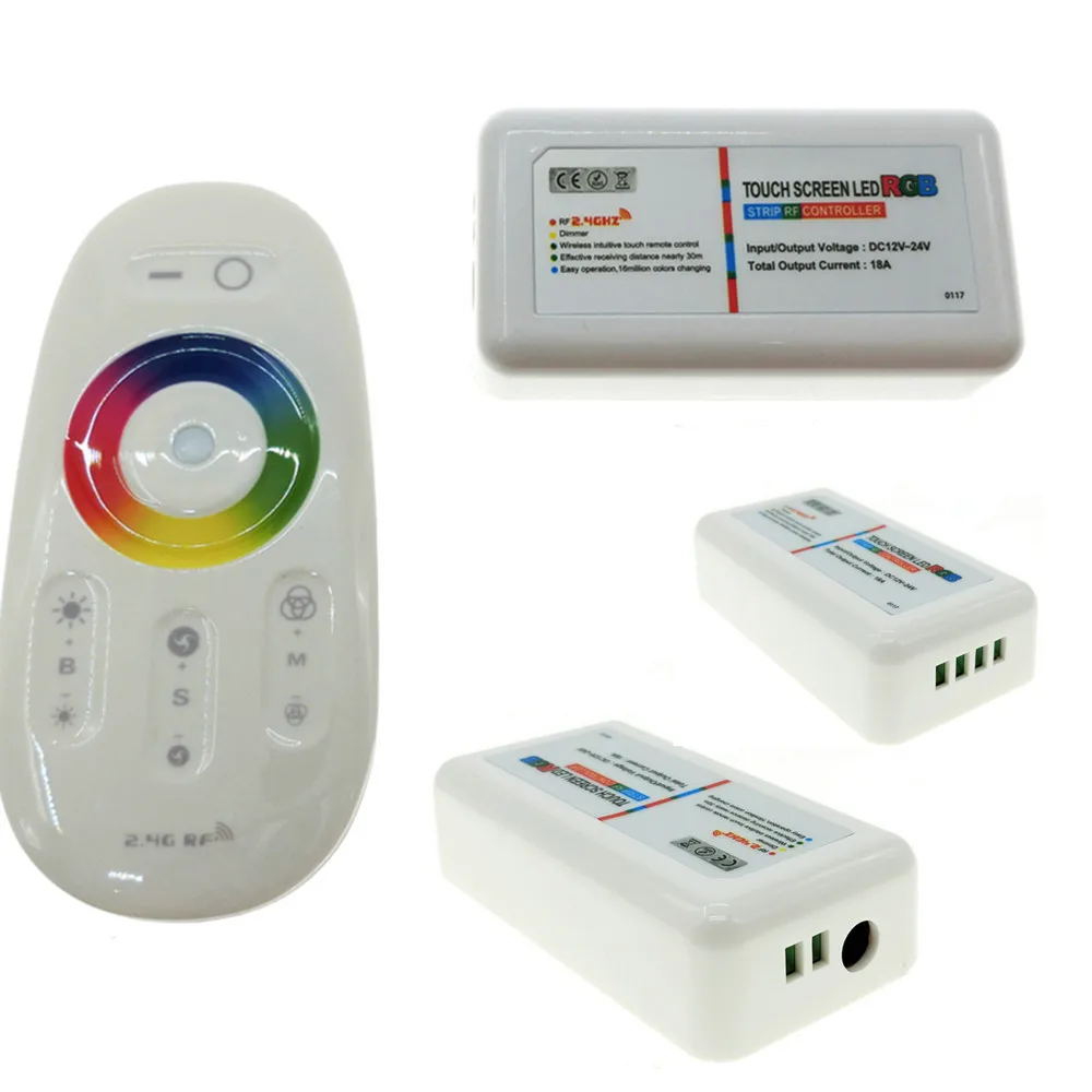 

2.4G LED RGB Controller 3Channels18A Touch Screen Remote Control for RGB LED Strip DC12-24V