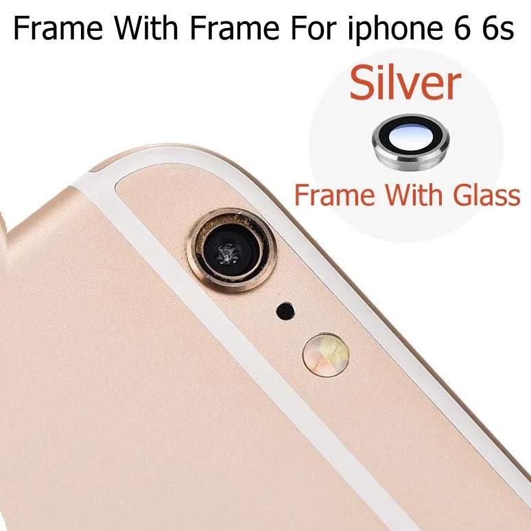 Задняя камера стеклянная крышка объектива с держателем рамы для iPhone 6 6S 7 8 Plus стеклянная линза камеры+ рамка запасные части - Цвет: Silver For i6 6s