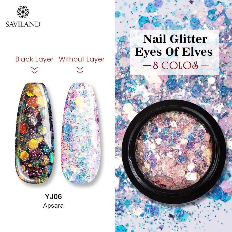 YJ06 Saviland Bubble Nails Волшебное Зеркало розовое золото серебро черный блеск пыль DIY маникюр Гель-лак для нейл-арта хромированное украшение - Цвет: YJ06